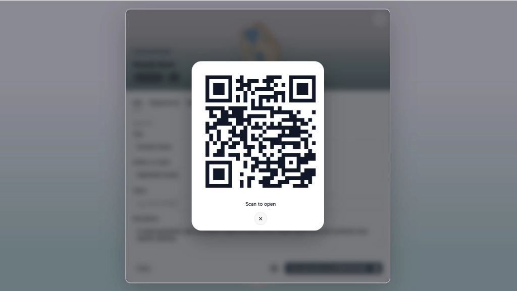 Código QR generado para abrir una presentación compartida de NearSolid